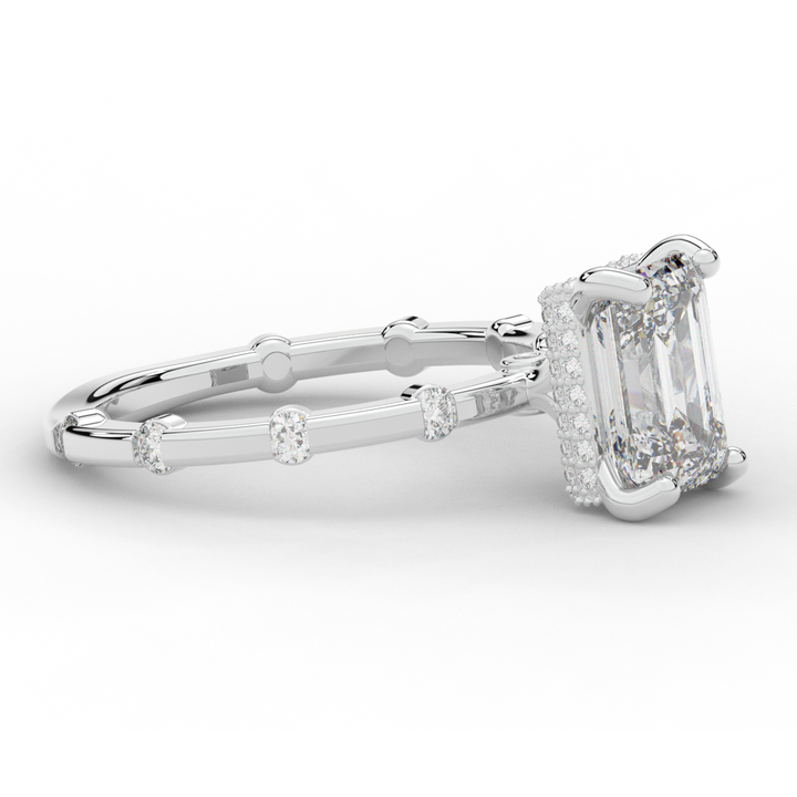 2.60CT.TW RADIANT LAB DIAMOND UNDERHALO SOLITAIRE ENGAGEMENT RING - Nazarelle