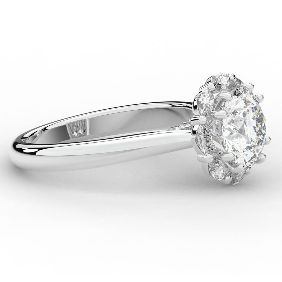 2.40CT.TW ROUND LAB DIAMOND HALO ENGAGEMENT RING - Nazarelle