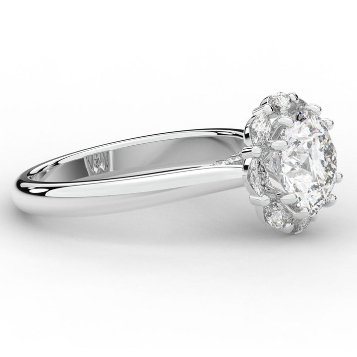 2.40CT.TW ROUND LAB DIAMOND HALO ENGAGEMENT RING - Nazarelle