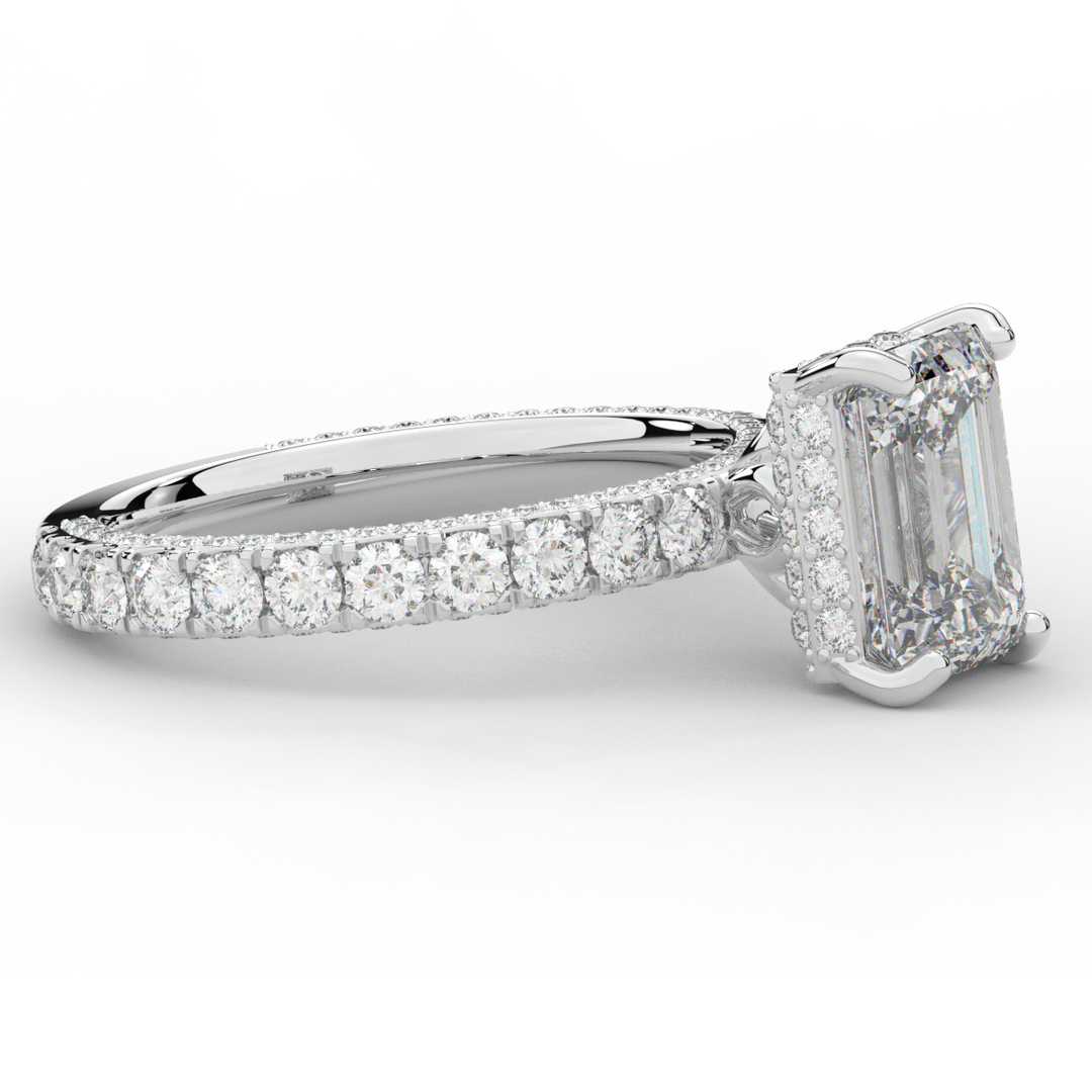 3.00CT.TW EMERALD CUT LAB DIAMOND ENGAGEMENT RING - Nazarelle