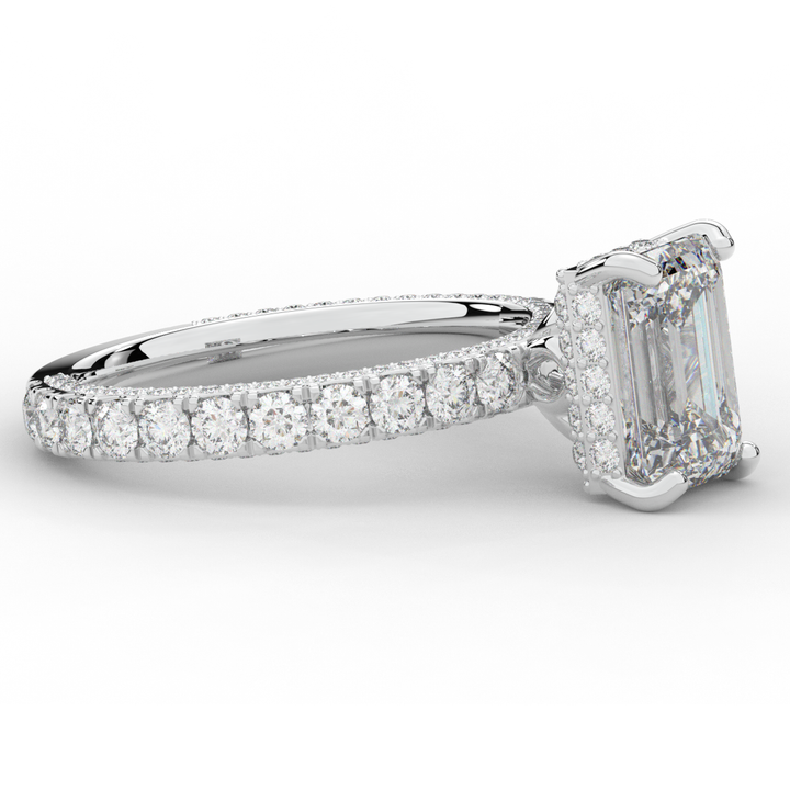 3.00CT.TW EMERALD CUT LAB DIAMOND ENGAGEMENT RING - Nazarelle