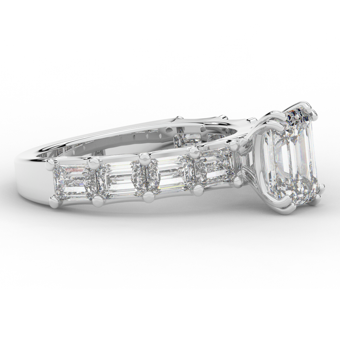 3.75CT.TW EMERALD CUT LAB DIAMOND SOLITAIRE ENGAGEMENT RING