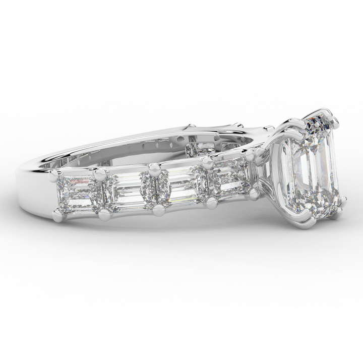 3.75CT.TW EMERALD CUT LAB DIAMOND SOLITAIRE ENGAGEMENT RING