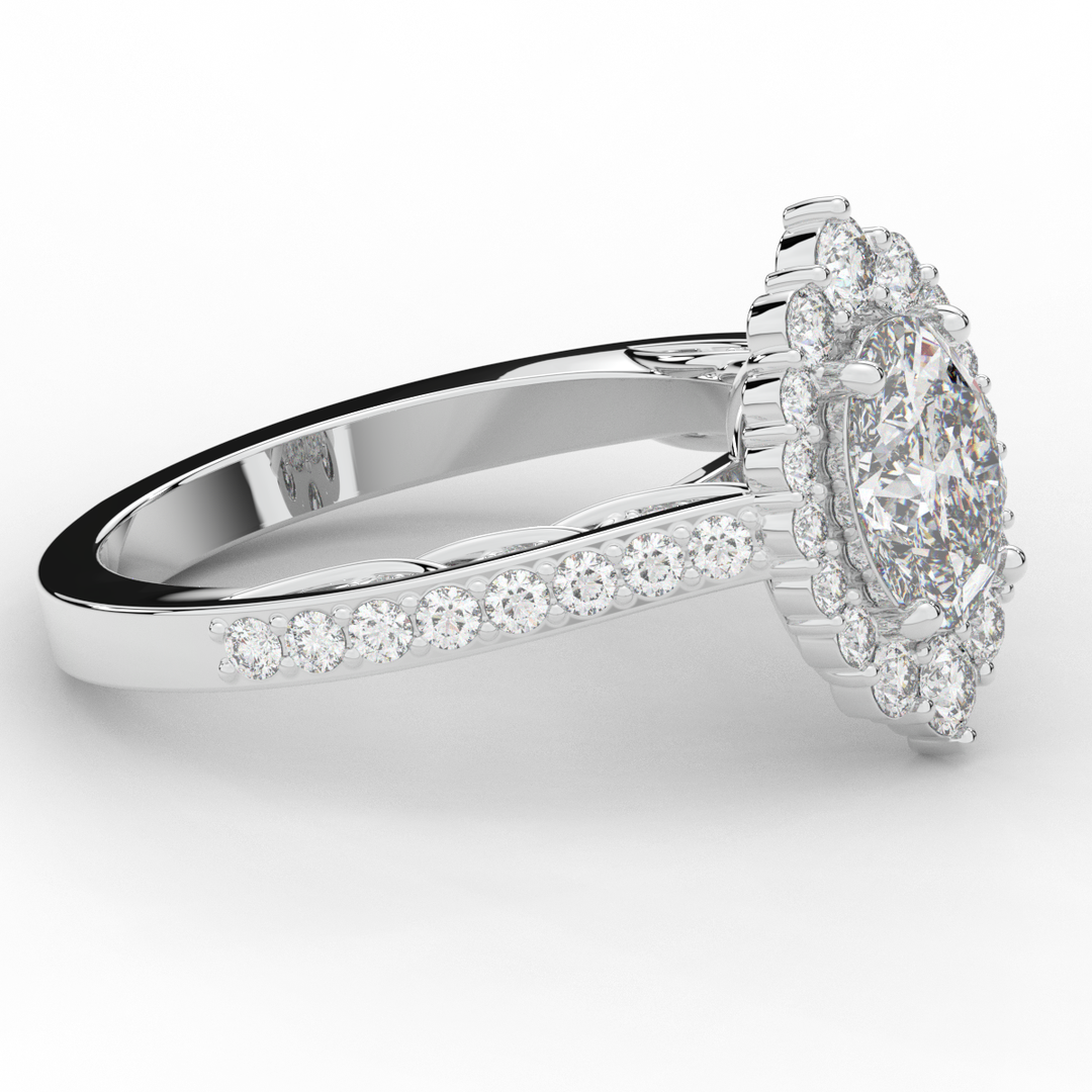 1.75CT.TW OVAL LAB DIAMOND HALO ENGAGEMENT RING - Nazarelle