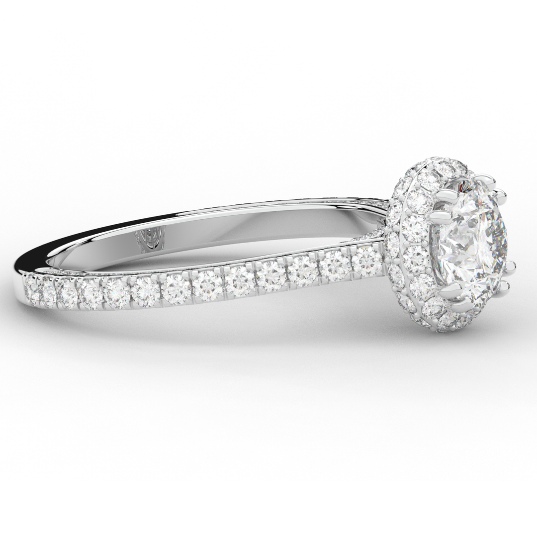 1.90CT.TW ROUND LAB DIAMOND HALO ENGAGEMENT RING - Nazarelle