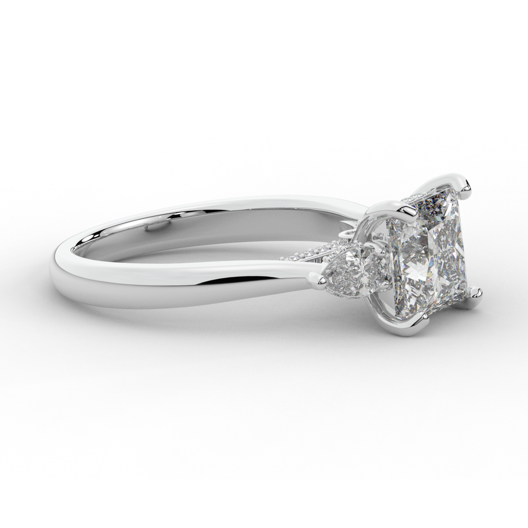 2.40CT.TW PRINCESS LAB DIAMOND 3 STONE ENGAGEMENT RING - Nazarelle