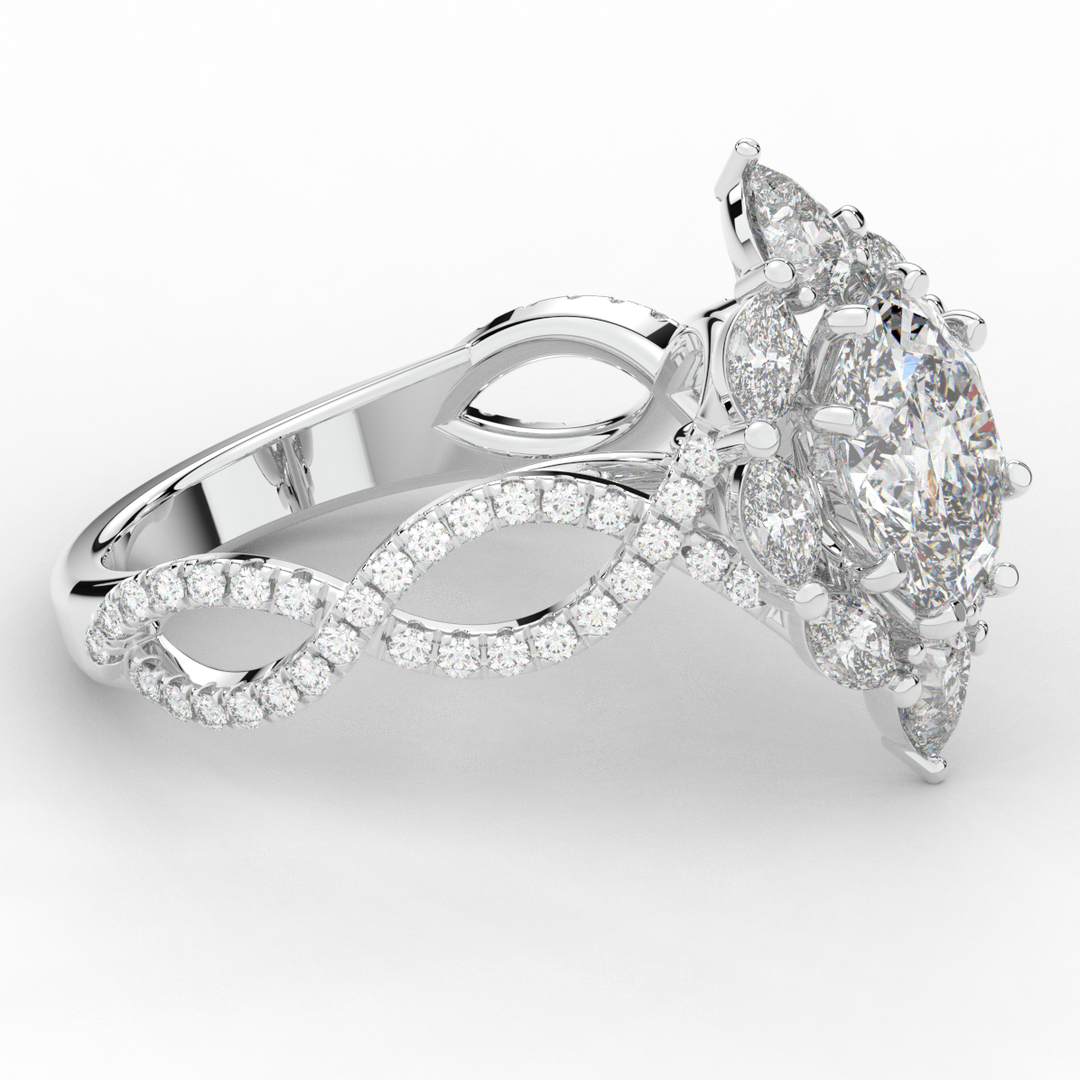 3.00CT.TW OVAL LAB DIAMOND HALO ENGAGEMENT RING - Nazarelle