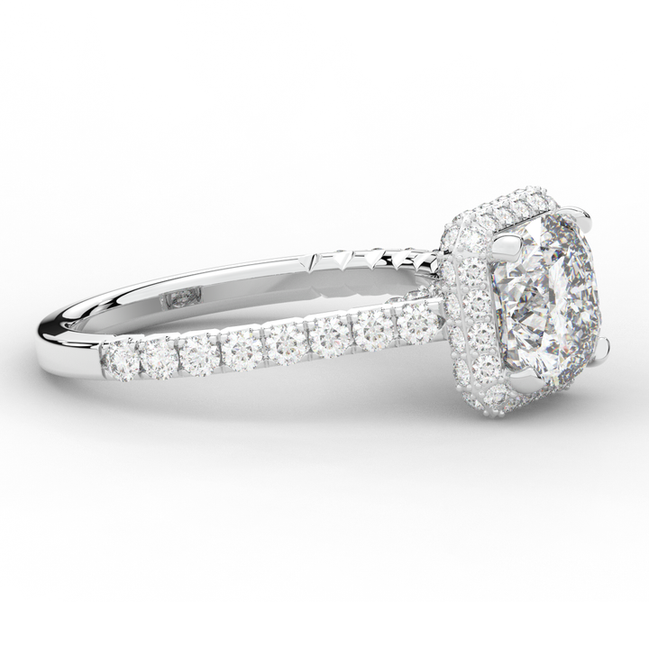 2.75CT.TW CUSHION LAB DIAMOND HALO ENGAGEMENT RING - Nazarelle
