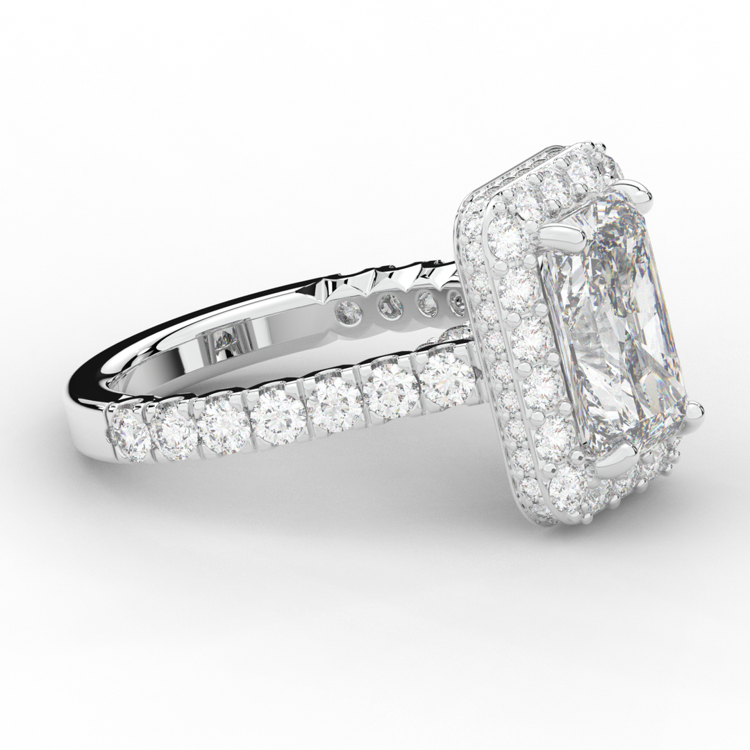4.50CT.TW RADIANT LAB DIAMOND HALO ENGAGEMENT RING - Nazarelle