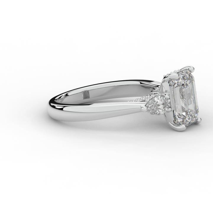 2.40CT.TW EMERALD CUT LAB DIAMOND 3 STONE ENGAGEMENT RING - Nazarelle