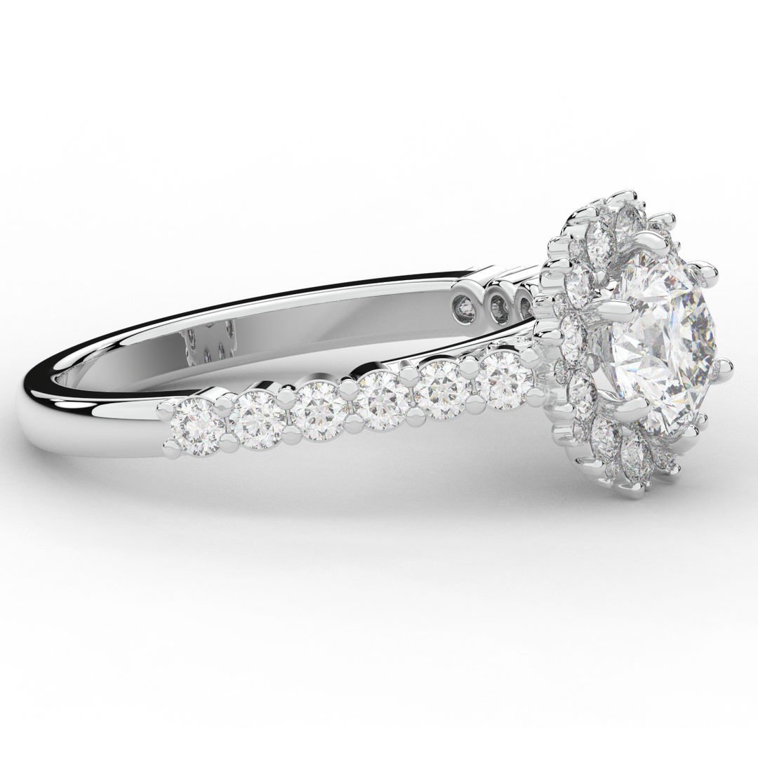 1.60CT.TW ROUND LAB DIAMOND HALO ENGAGEMENT RING - Nazarelle