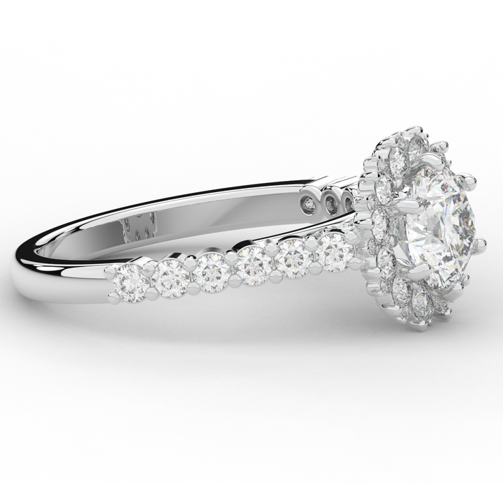 1.60CT.TW ROUND LAB DIAMOND HALO ENGAGEMENT RING - Nazarelle