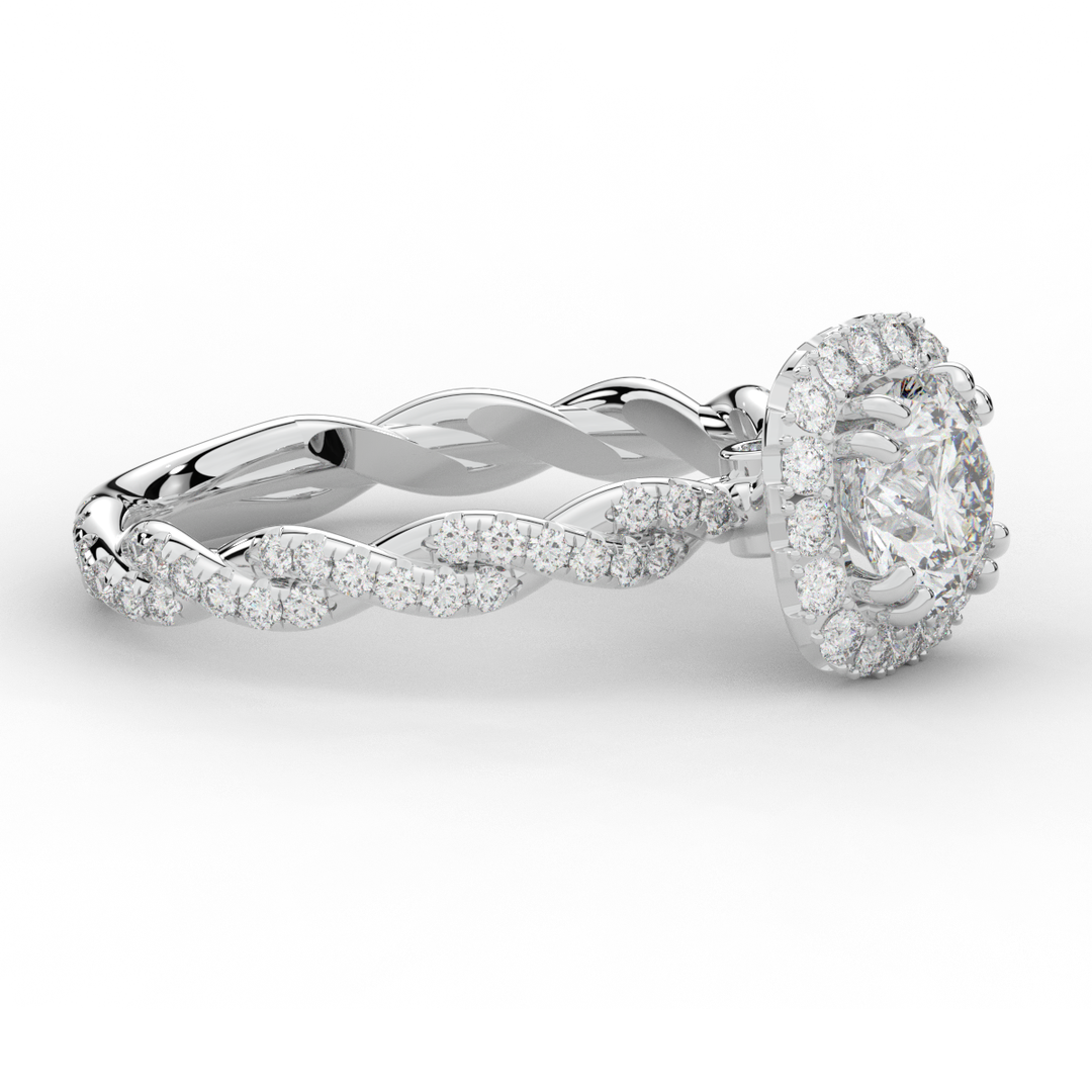 1.55CT.TW ROUND LAB DIAMOND HALO TWIST ENGAGEMENT RING - Nazarelle