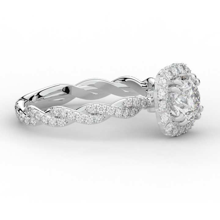 1.55CT.TW ROUND LAB DIAMOND HALO TWIST ENGAGEMENT RING - Nazarelle