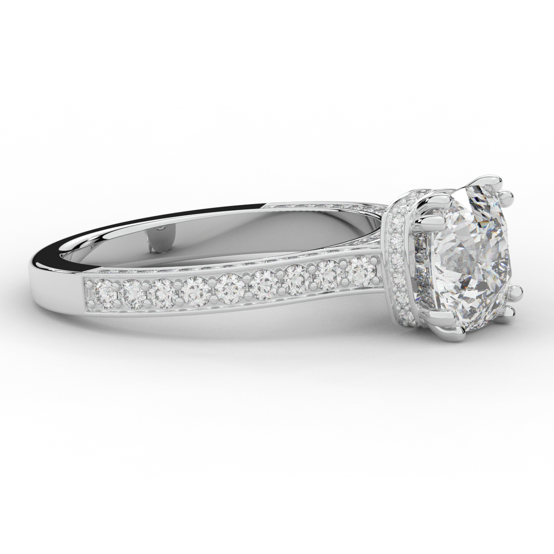 2.60CT.TW CUSHION LAB DIAMOND SOLITAIRE ENGAGEMENT RING - Nazarelle
