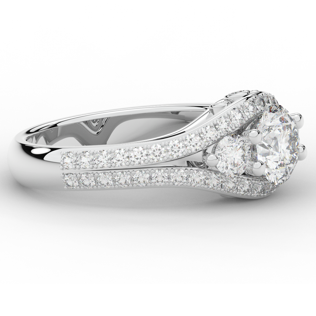 1.90CT.TW ROUND LAB DIAMOND THREE STONE ENGAGEMENT RING - Nazarelle