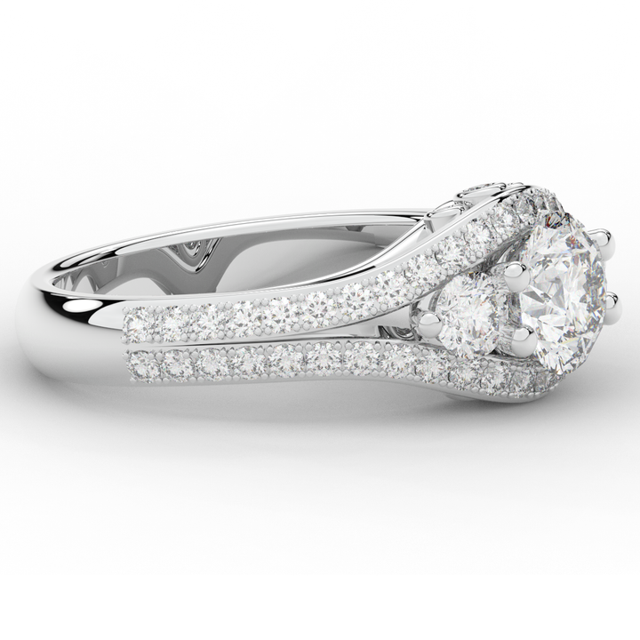 1.90CT.TW ROUND LAB DIAMOND THREE STONE ENGAGEMENT RING - Nazarelle