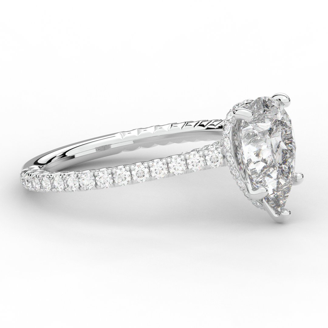 2.50CT.TW PEAR LAB DIAMOND UNDERHALO SOLITAIRE ENGAGEMENT RING - Nazarelle
