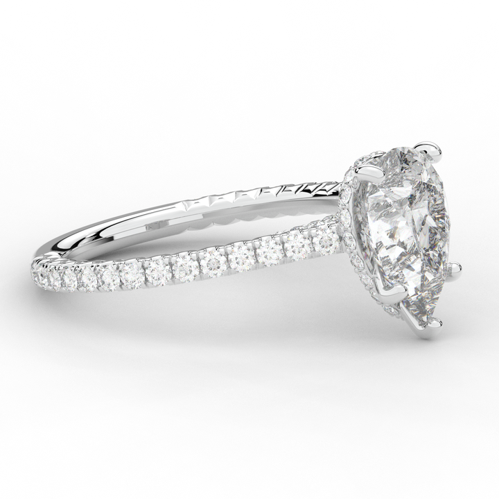 2.50CT.TW PEAR LAB DIAMOND UNDERHALO SOLITAIRE ENGAGEMENT RING - Nazarelle