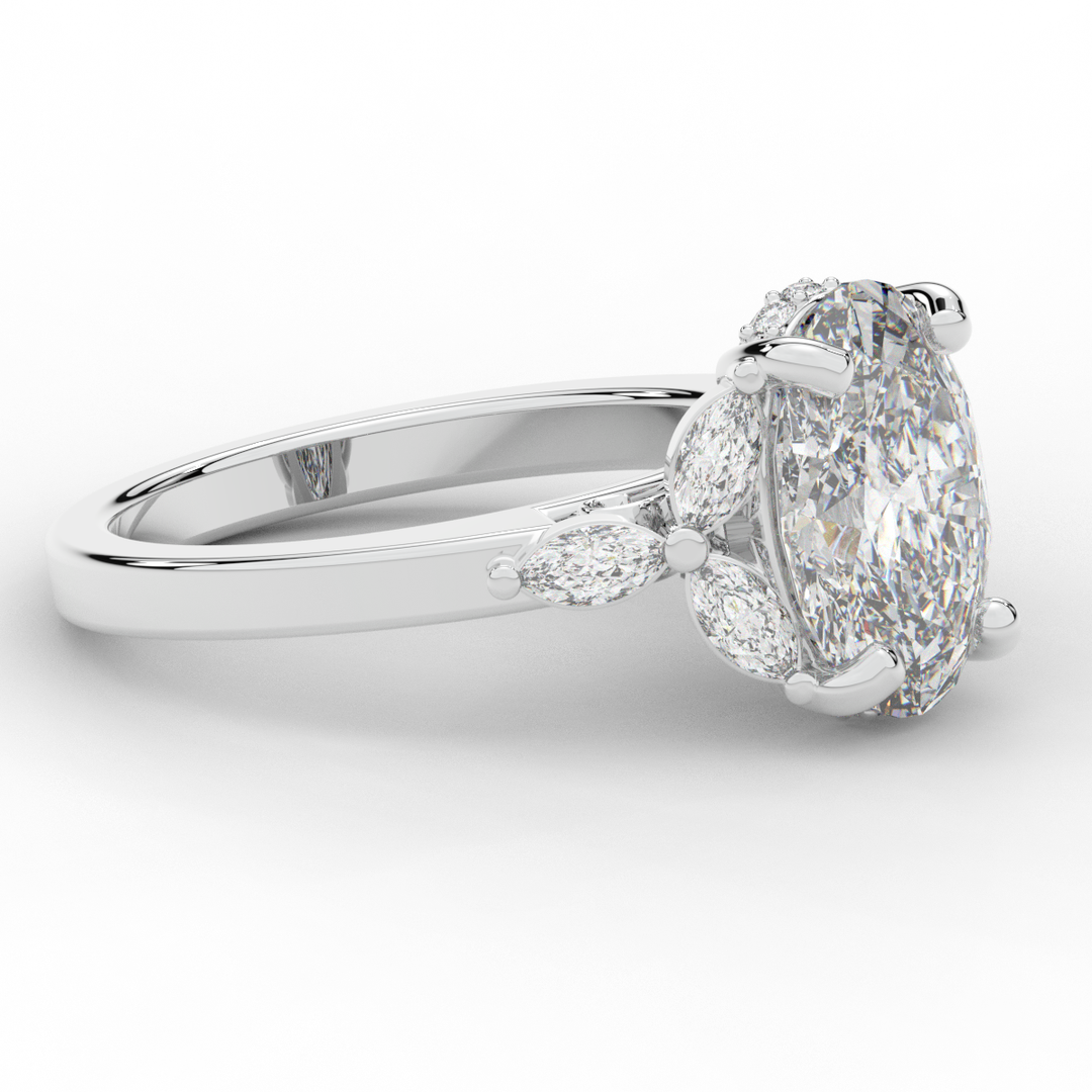 2.85CT.TW OVAL LAB DIAMOND ENGAGEMENT RING - Nazarelle