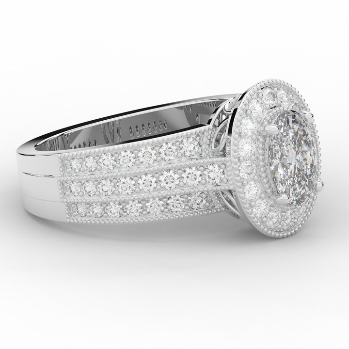 1.80CT.TW OVAL LAB DIAMOND HALO ENGAGEMENT RING - Nazarelle