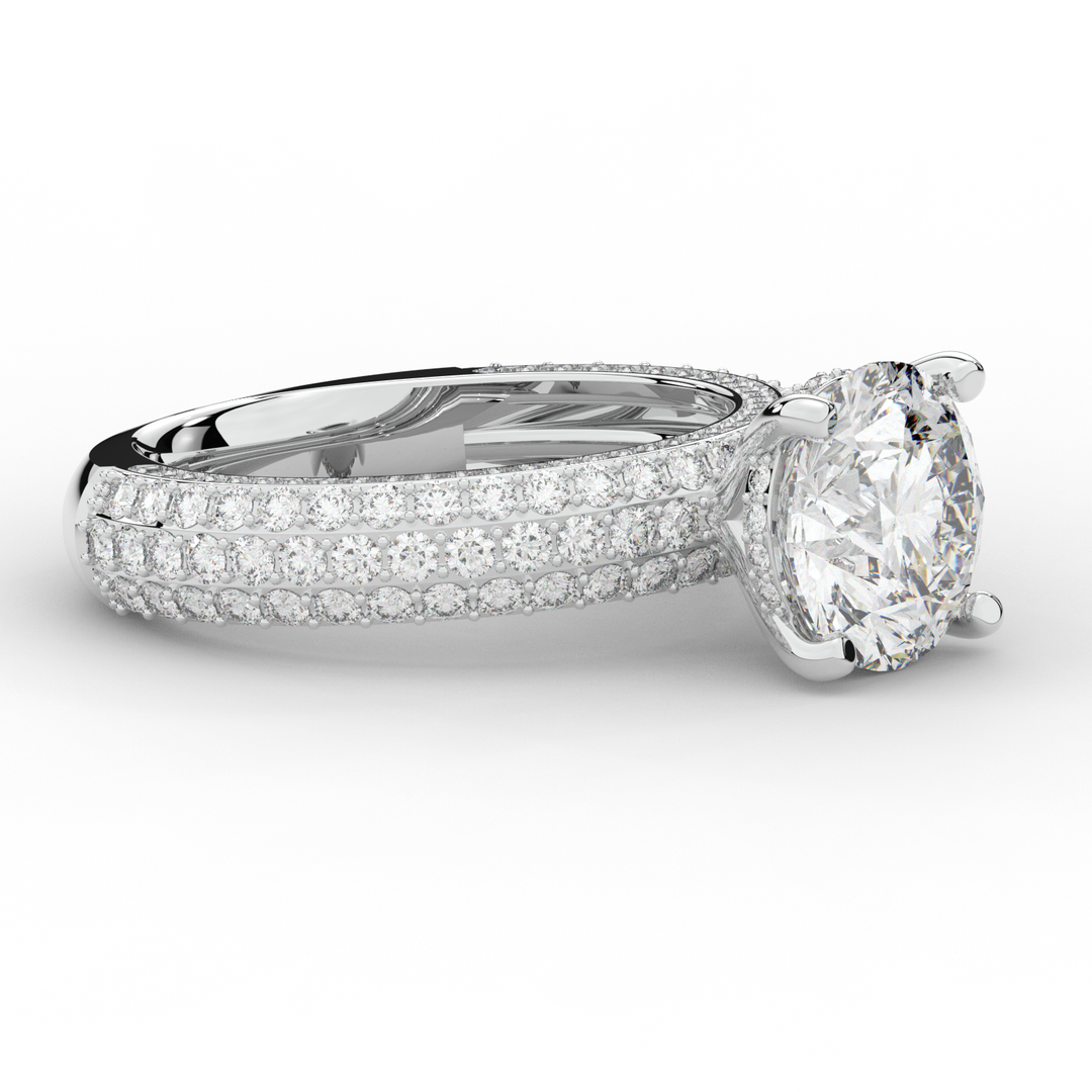 4.80CT.TW ROUND LAB DIAMOND UNDERHALO ENGAGEMENT RING - Nazarelle