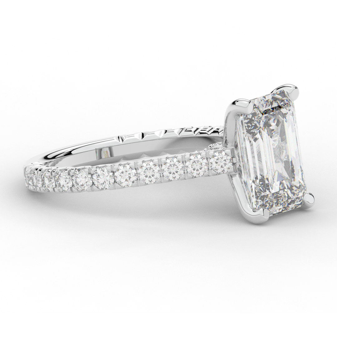 4.25CT.TW EMERALD CUT LAB DIAMOND SOLITAIRE ENGAGEMENT RING - Nazarelle