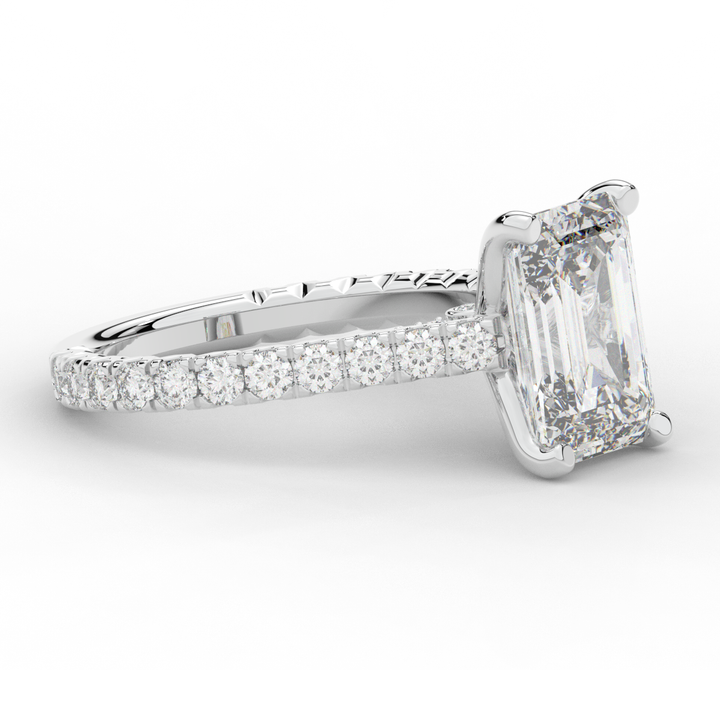 4.25CT.TW EMERALD CUT LAB DIAMOND SOLITAIRE ENGAGEMENT RING - Nazarelle