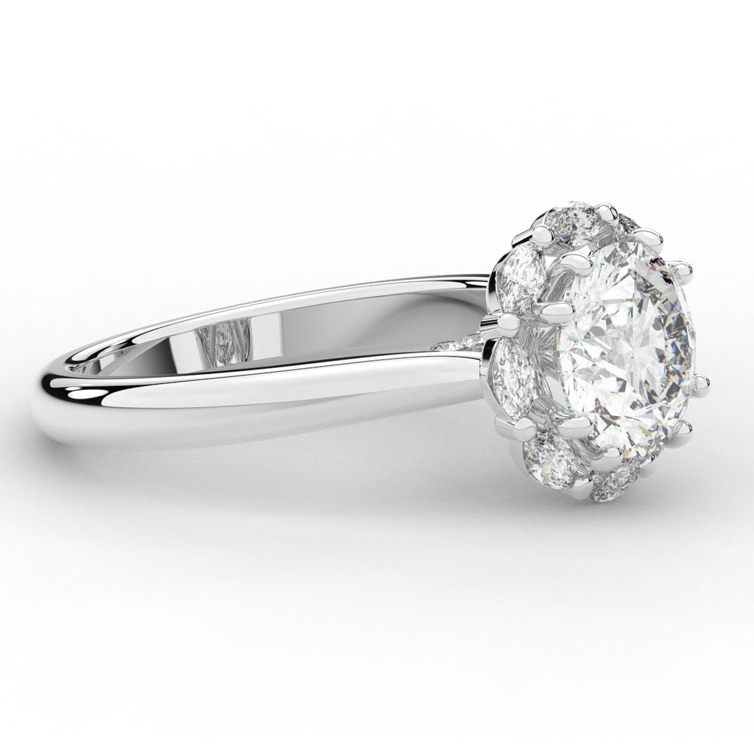2.40CT.TW ROUND LAB DIAMOND HALO ENGAGEMENT RING - Nazarelle