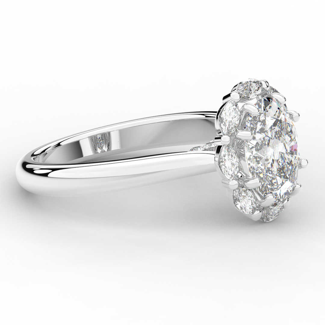 1.90CT.TW OVAL LAB DIAMOND HALO ENGAGEMENT RING - Nazarelle