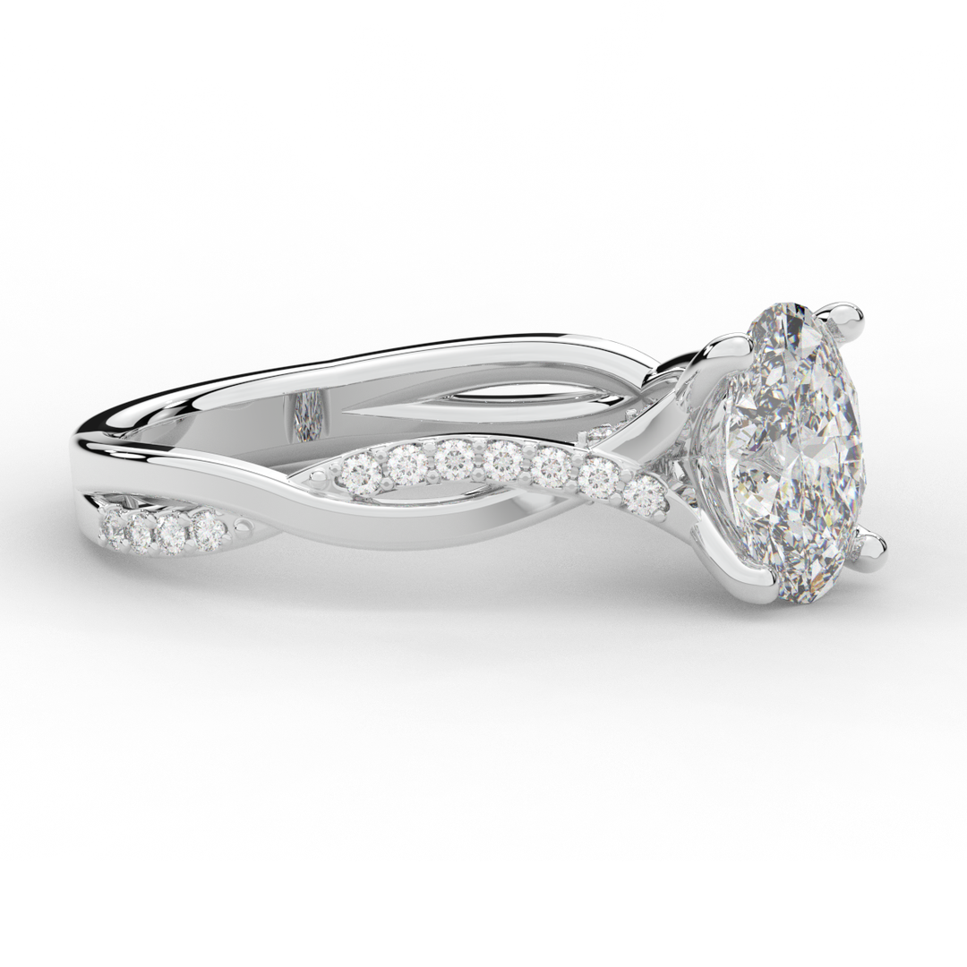 1.70CT.TW OVAL LAB DIAMOND TWIST BAND ENGAGEMENT RING - Nazarelle