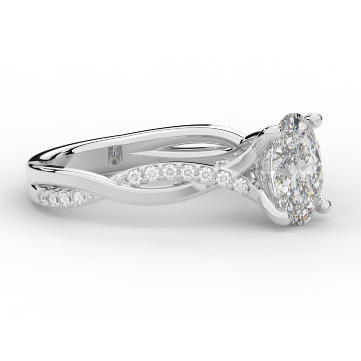 1.70CT.TW OVAL LAB DIAMOND TWIST BAND ENGAGEMENT RING - Nazarelle