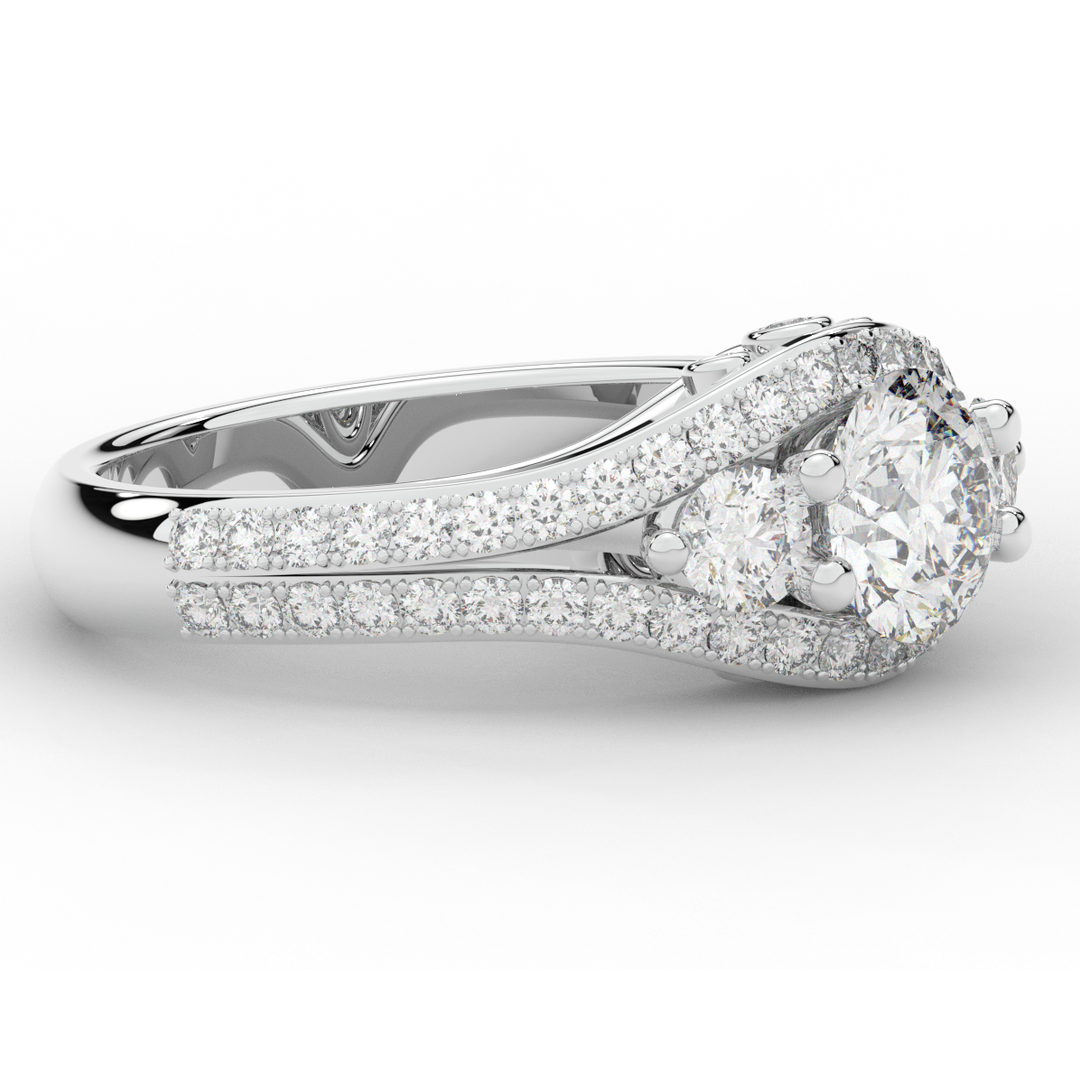 1.90CT.TW ROUND LAB DIAMOND THREE STONE ENGAGEMENT RING - Nazarelle