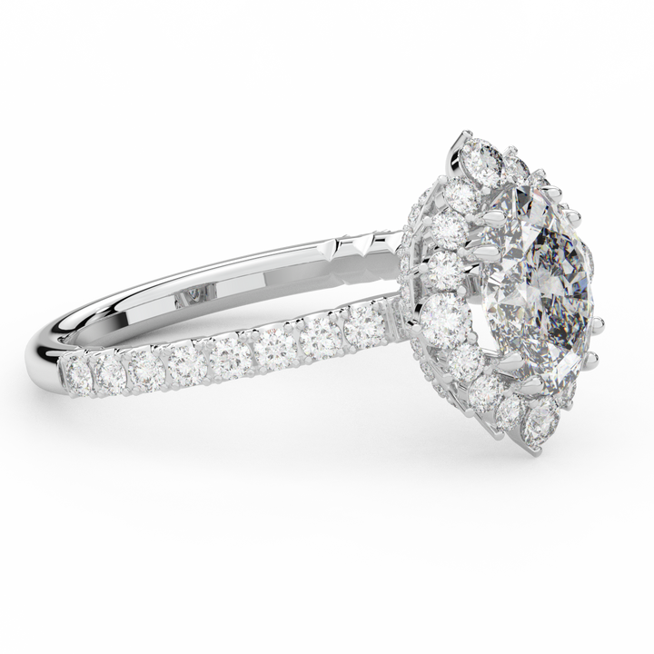 2.80CT.TW OVAL LAB DIAMOND HALO ENGAGEMENT RING - Nazarelle