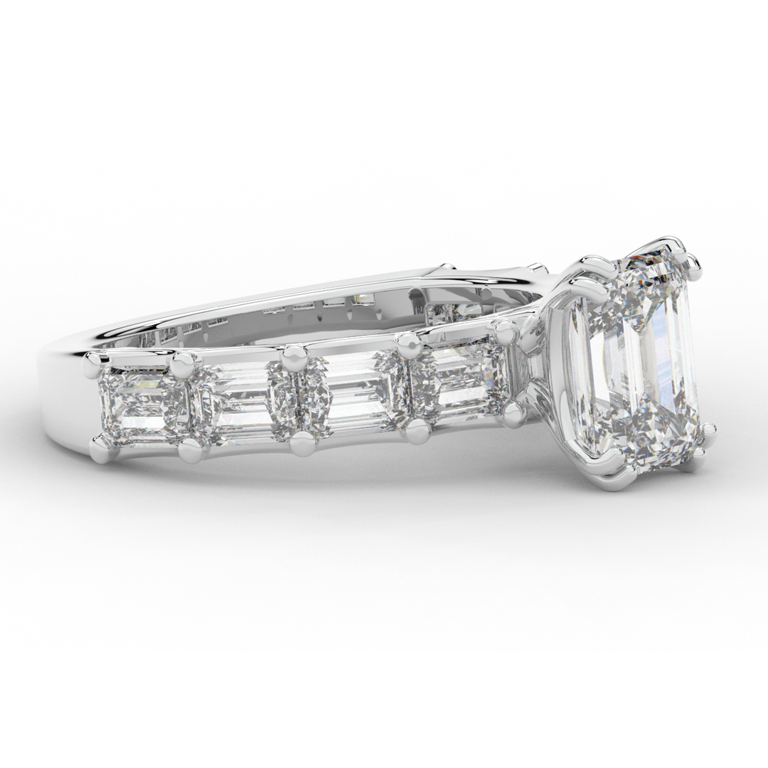 3.75CT.TW EMERALD CUT LAB DIAMOND SOLITAIRE ENGAGEMENT RING