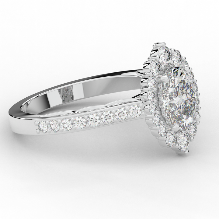 1.75CT.TW OVAL LAB DIAMOND HALO ENGAGEMENT RING - Nazarelle