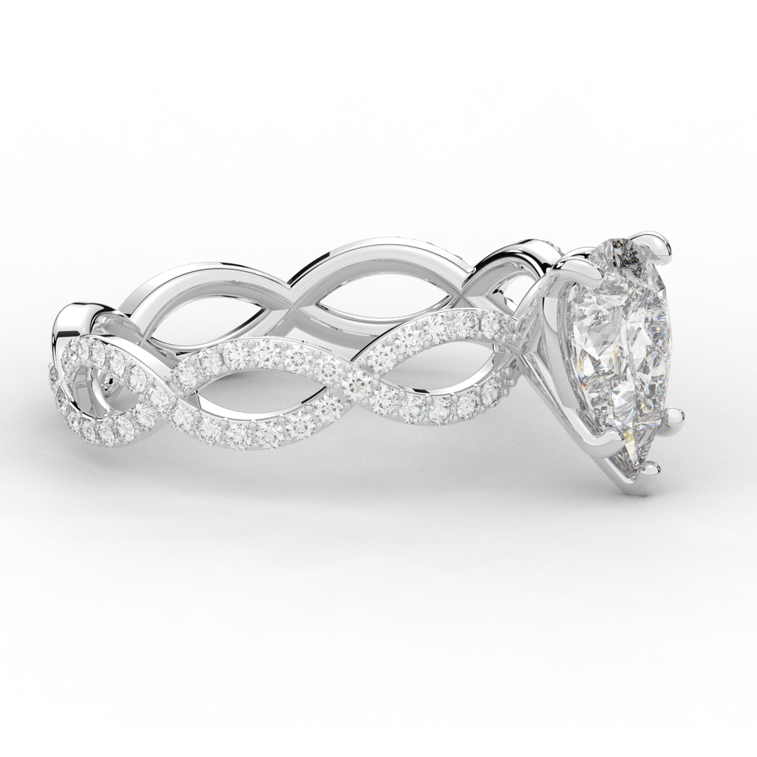 1.30CT.TW PEAR LAB DIAMOND TWIST BAND ENGAGEMENT RING - Nazarelle
