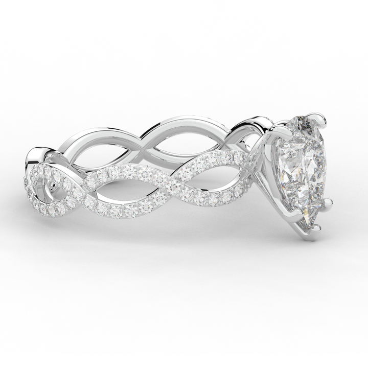 1.30CT.TW PEAR LAB DIAMOND TWIST BAND ENGAGEMENT RING - Nazarelle