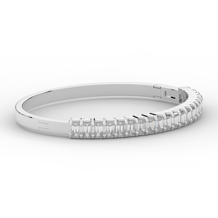 6.50CT.TW EMERALD CUT LAB DIAMOND BANGLE - Nazarelle