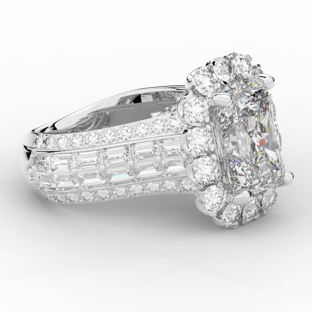 8.00CT.TW RADIANT LAB DIAMOND HALO ENGAGEMENT RING - Nazarelle