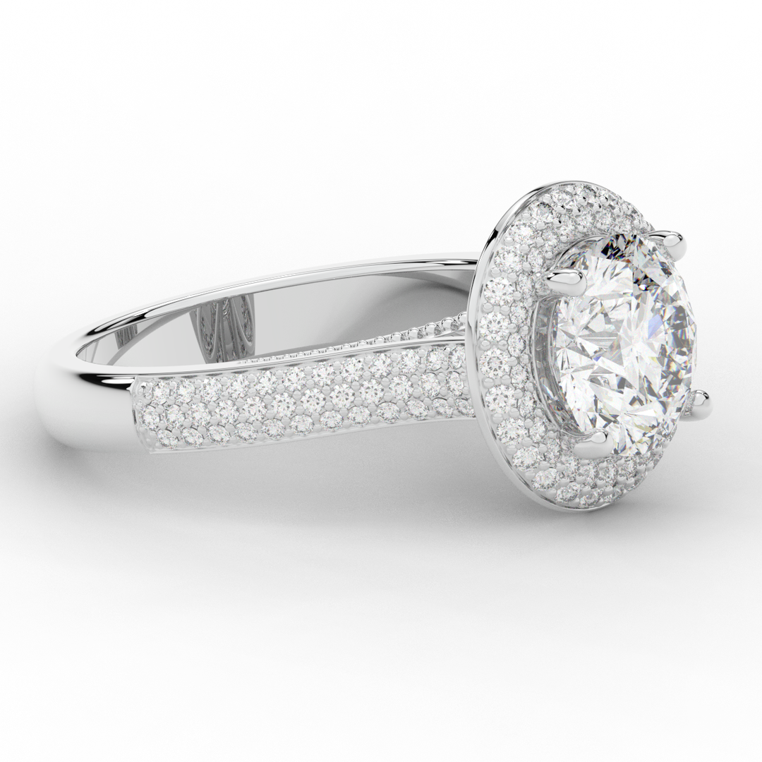 2.45CT.TW ROUND LAB DIAMOND HALO ENGAGEMENT RING - Nazarelle