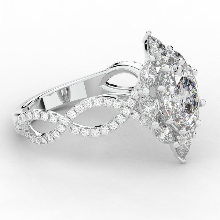3.00CT.TW OVAL LAB DIAMOND HALO ENGAGEMENT RING - Nazarelle