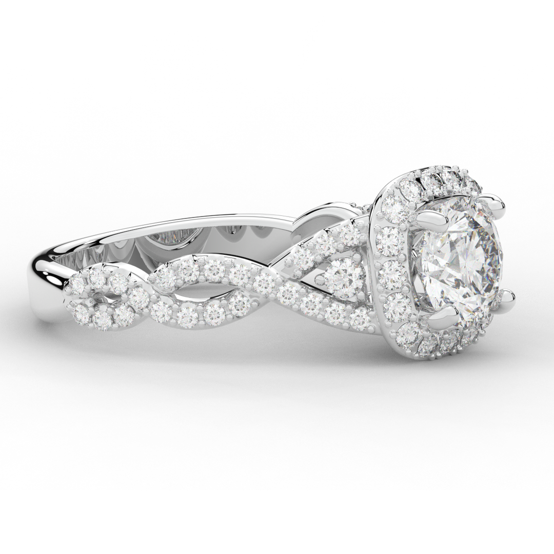 1.30CT.TW ROUND LAB DIAMOND HALO ENGAGEMENT RING - Nazarelle