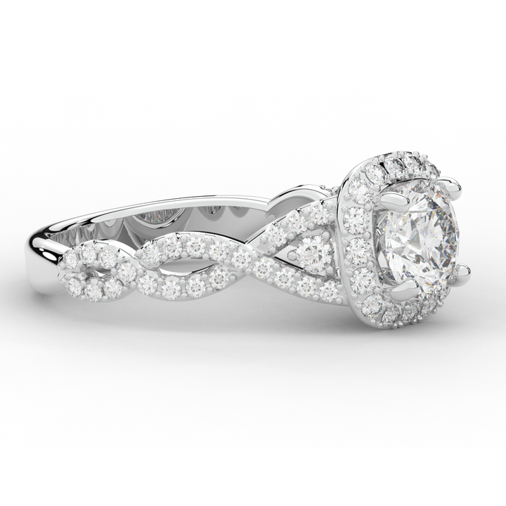 1.30CT.TW ROUND LAB DIAMOND HALO ENGAGEMENT RING - Nazarelle