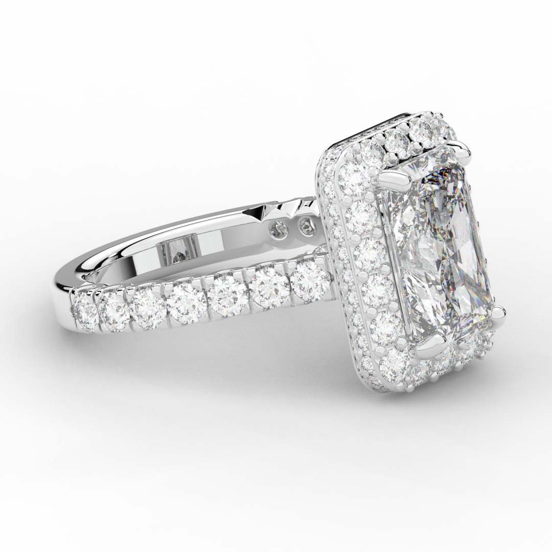4.50CT.TW RADIANT LAB DIAMOND HALO ENGAGEMENT RING - Nazarelle