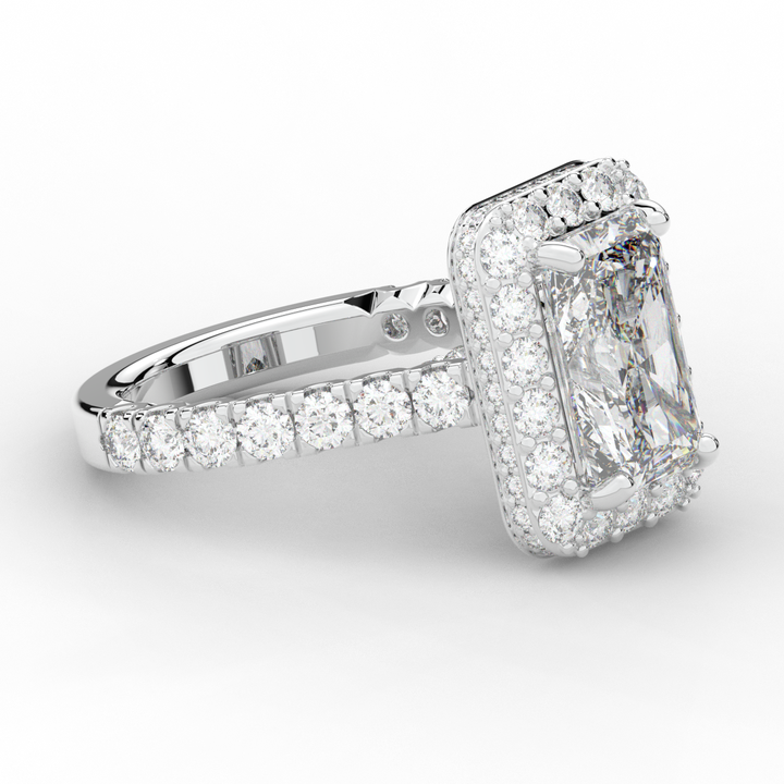 4.50CT.TW RADIANT LAB DIAMOND HALO ENGAGEMENT RING - Nazarelle