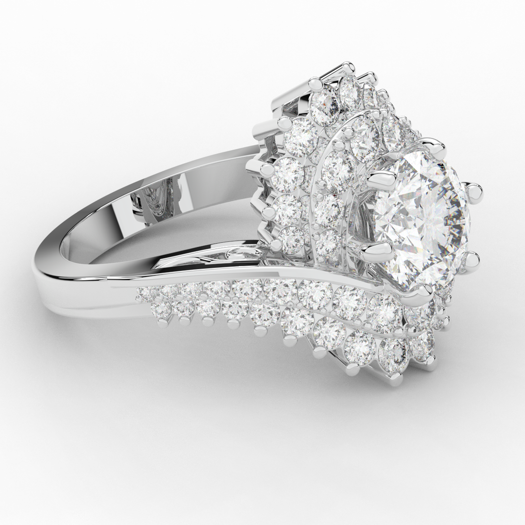 3.35CT.TW ROUND LAB DIAMOND BYPASS HALO ENGAGEMENT RING - Nazarelle