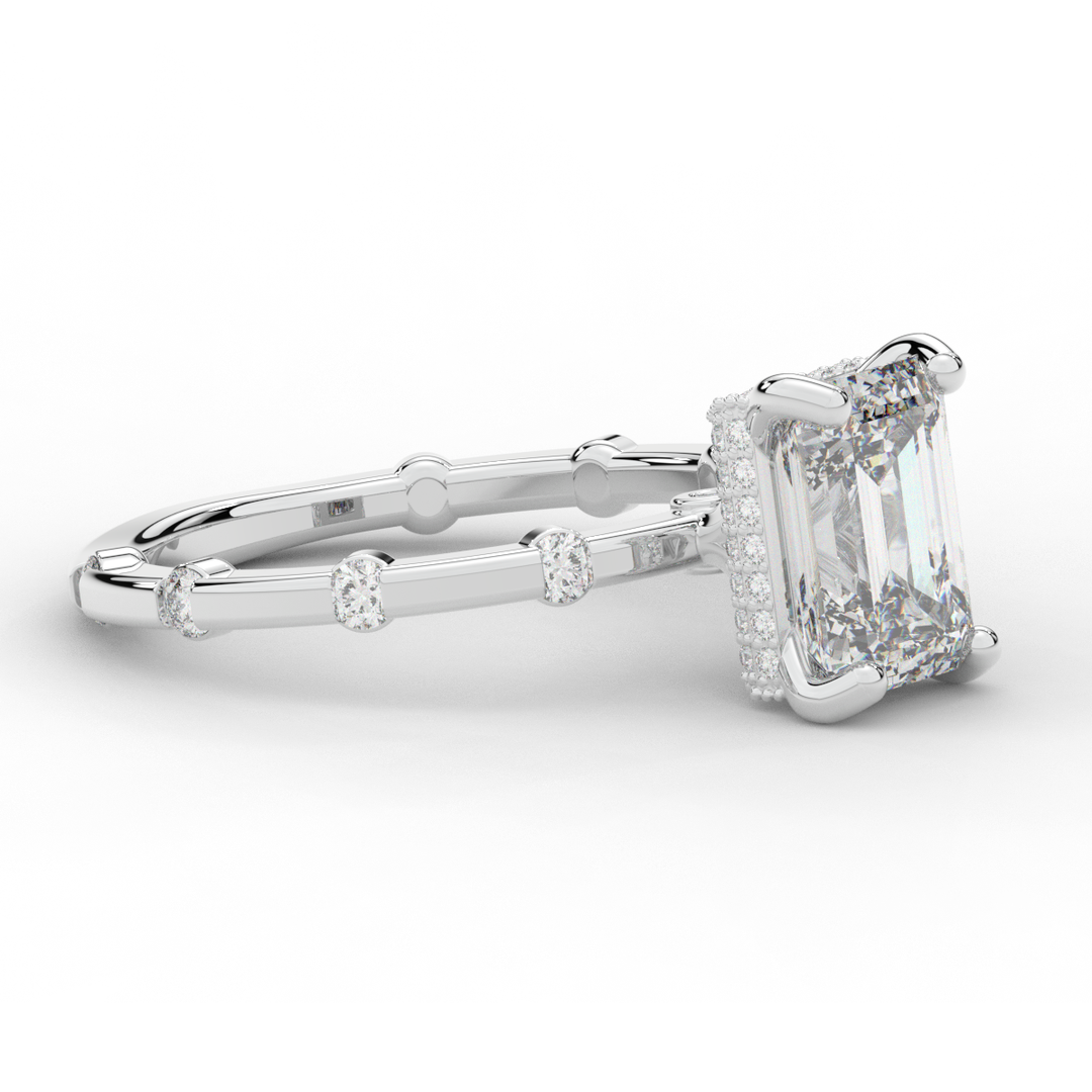 2.60CT.TW RADIANT LAB DIAMOND UNDERHALO SOLITAIRE ENGAGEMENT RING - Nazarelle