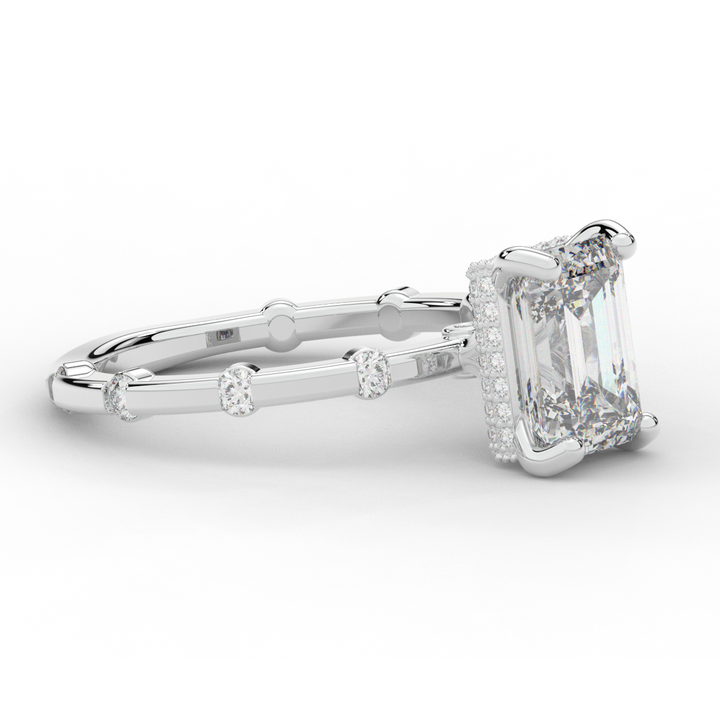 2.60CT.TW RADIANT LAB DIAMOND UNDERHALO SOLITAIRE ENGAGEMENT RING - Nazarelle