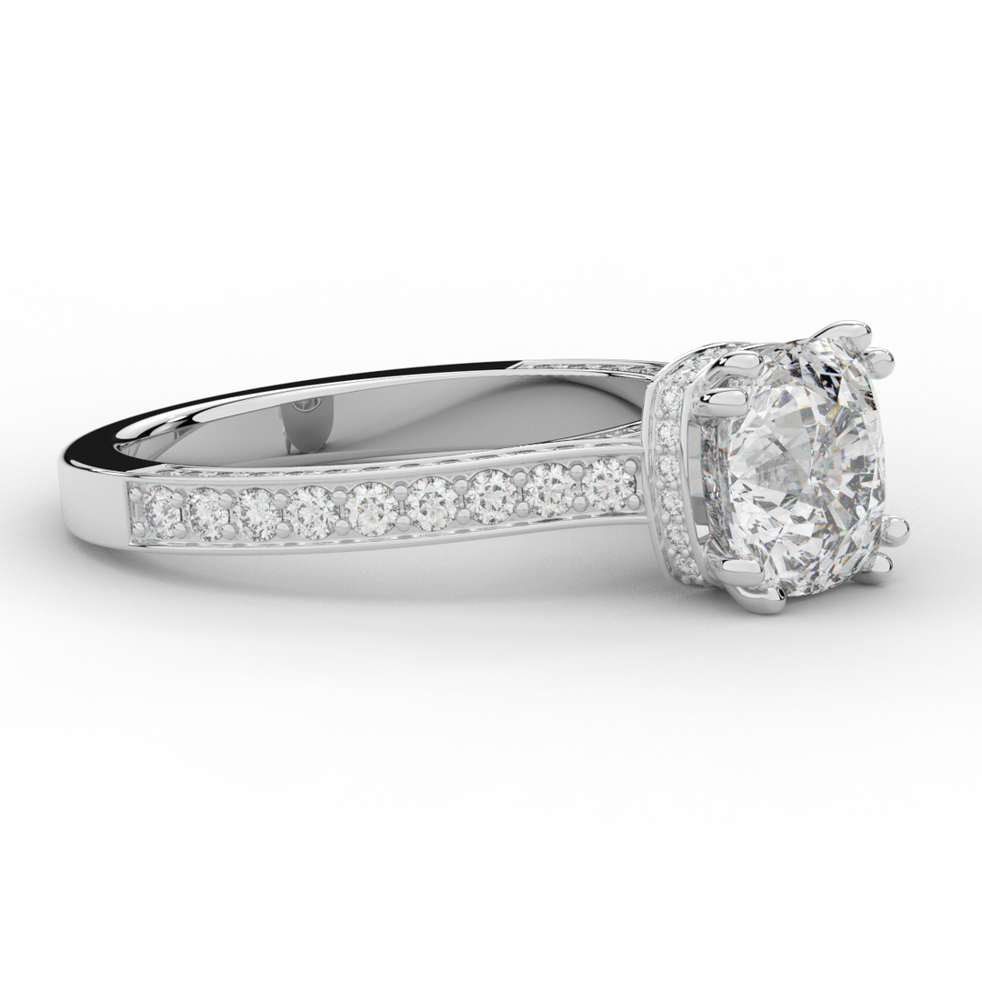 2.60CT.TW CUSHION LAB DIAMOND SOLITAIRE ENGAGEMENT RING - Nazarelle